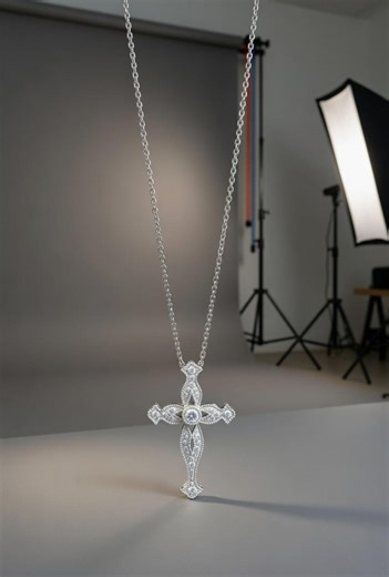 Vintage Style White Gold Diamond Cross - Etsy