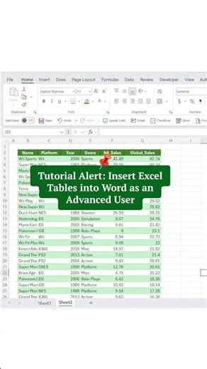 Insert Excel Tables into Word #exceltipsandtricks