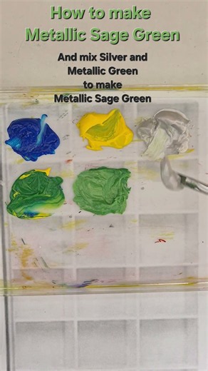 How to make Metallic Sage Green from just Blue, Yellow and Silver? #metallicsagegreen #satisfying