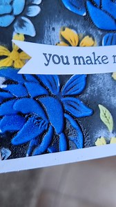 Reverse Blackout Technique with a twist. I ran the versamark pad over the dark blue flowers and clear embossed. What do you think? | The Pampered Stamper