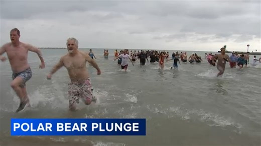 Hundreds take annual 'Polar Bear Plunge' in Lake Michigan in Waukegan