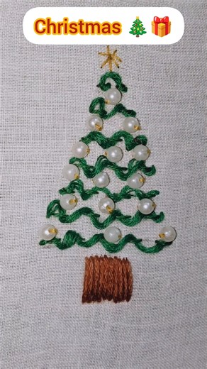 🎄 Christmas tree hand embroidery 🎄#christmas #shorts #trending #viral #handembroidery #tutorial