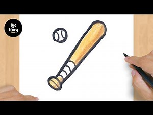 #508 How to Draw a Baseball Bat and Ball - Easy Drawing Tutorial