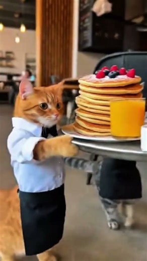 😂🐾 Restaurant Hires Cats as Waiters… BIG MISTAKE 💥#shorts #funny