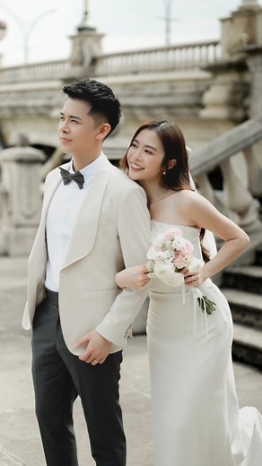 21K views · 466 reactions | 马来西亚竟然有充满欧式风情的大桥！✨复古风的建筑和美丽的湖景，在这里摄影让我们感觉仿佛身在国外。太漂亮了！癩殺 Gelly Wee Wedding Gown The Man Suits #ROM #weddingphotography #couplegoals #married #putrajaya | Grace Choong | Facebook