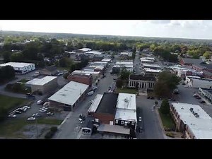 Drone view of the DeKalb County Courthouse, Town Square, and surrounding area in Smithville, TN.