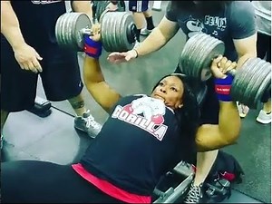 Female Powerlifter Presses 120lb Dumbbells!