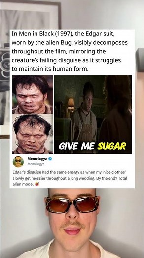 In Men in Black (1997) the Edgar suit worn by the alien bug, visibly decomposes throughout the film