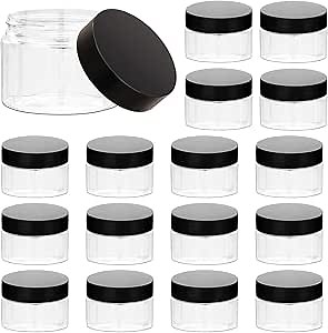 16 Pieces 1oz Plastic Container Jars with Inner Liners and Lids Leak-proof Cosmetic Container for Lotions Cream, DIY Making, Kitchen Use, Bath Salt, Travel Make Up Storage
