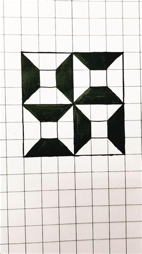 Amazing Geometric Pattern Drawing on Grid Paper | Easy Optical Design #shorts