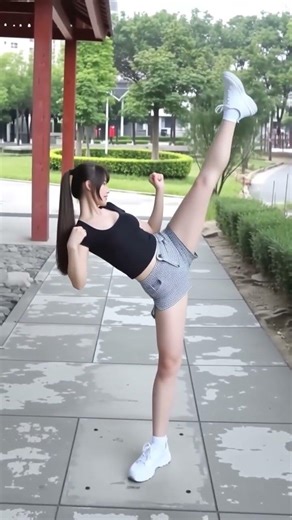 She tries the ceiling kick challenge 😳 Shorts#Flexibility#DanceChallenge#LegRaise#FitnessChallenge