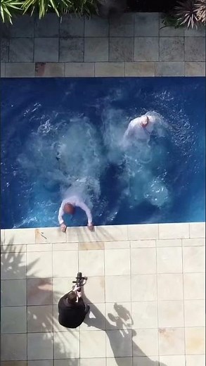 Realestate agents jump into the pool in winter