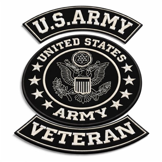 U.S. Army Veteran Large Back Patch Set Iron on Motorcycle Biker Vest Tribute Patch Set Rocker Patches Military Veteran - Etsy