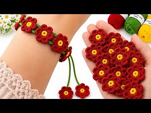 🌸 Beautiful Crochet Flower Bracelet Tutorial | Easy Chain Bracelet for Beginners