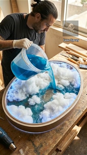 Cloud Epoxy Table ☁️ Unreal Sky Design! #satisfying
