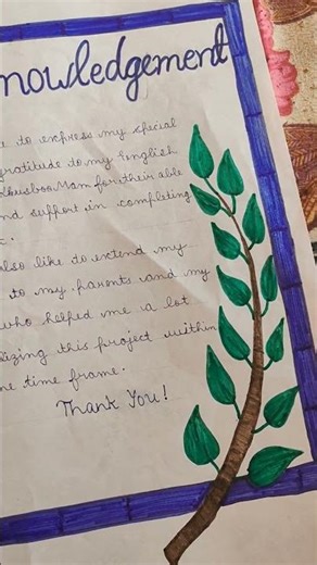 way to write acknowledgement in project file