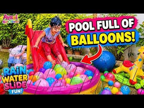 Toddler Slides into Ball Pool! 😱 Colorful Balloon Fun in Garden 🌈