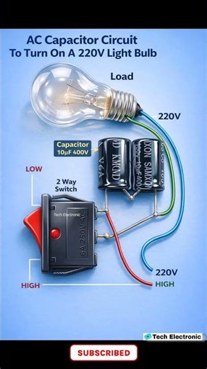 220V Bulb ON Using Capacitor ⚡ Without Direct Supply 😲 (कैसे जलाएं?) #electronics #diy #circuit