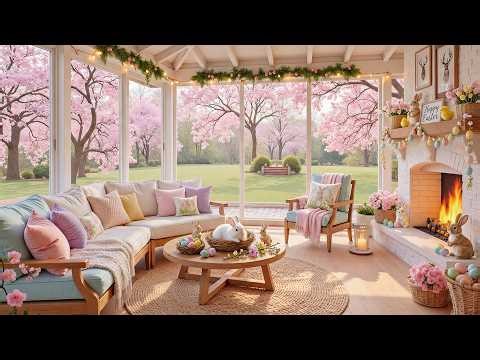 Happy Easter Ambience 🐰 Cozy Spring Ambience, Soothing Piano Music and Fireplace Sounds for Relax