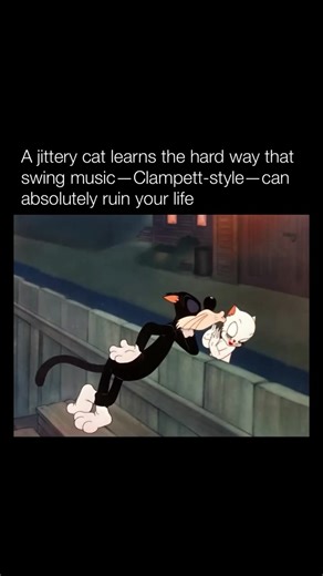 Explaining Cartoons on Instagram: "Follow me👉@explainingcartoons The Hep Cat (1942) is a Merrie Melodies short directed by Bob Clampett—and it’s a wild one. The cartoon follows a jittery little cat who’s being stalked by a towering, jazz-obsessed “hep” cat that treats swing music like a supernatural force. Once the big cat starts scat-singing and bending reality to the beat, the short slips into pure Clampett madness: rubbery animation, musical possession, and gags that feel half-dream, half-ni