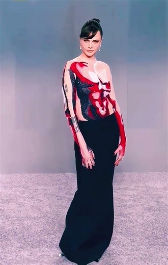 #caradelevingne wears bizarre muscle dress at #oscarsparty2026 #shorts ‪@Jothigopinath222‬