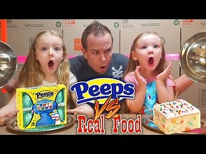 REAL FOOD VS PEEPS | Easter Games | Sis vs Sis Peeps Challenge