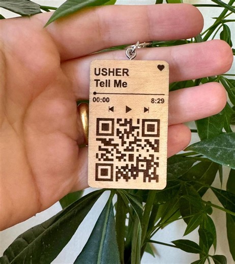 Custom Scannable Song QR Code Wood Keychain, Anniversary Gift - Etsy