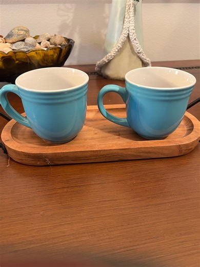RE Essentials Aqua Blue Stoneware Coffee Mugs Set of 2 - Etsy