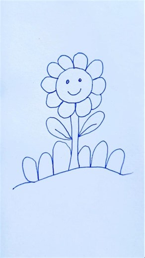 easy flower drawing #trending #drawing #kidsart
