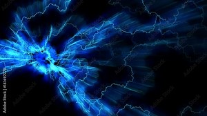 Electricity crackling. Abstract background with electric arcs. Realistic lightning strikes.Electric and magnetic fields. Seamless looping. BLue.