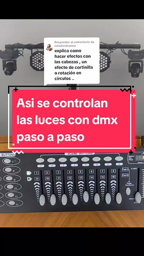 Respuesta a @catadordeamor Aorende a como controlar las luces paso a paso con dmx #fyp #dmx #controlador #audio #audioeiluminacion #iluminacion #dj #eventos