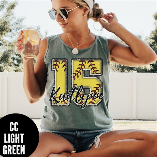 Custom Softball Tank Top, Comfort Colors® Softball Name and Number Tank, Softball Mom, Softball Nana Tank, Players Name and Number Tank Top - Etsy