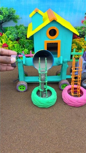 😱 Real Working Mini Tractor Making Cement Pillar | Amazing DIY Construction Machine 🚜#shorts