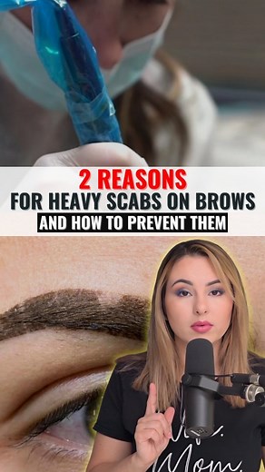 Why do brows have heavy scabs?🤔 There are two possible reasons behind those heavy scabs. 1️⃣ It could be related to the technique used during the procedure. Excessive trauma to the skin or heavy-handedness can lead to lymph and blood production, resulting in undesirable scabs. 2️⃣ The second reason could be improper aftercare on the client's part, such as not keeping the area moisturized, and exposing it to water or sunlight. To avoid this, it's important to minimize trauma during the procedure