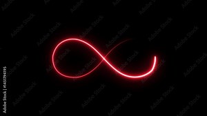 Glowing neon infinity symbol clipart animation footage on black background. Seamless loop animation. Infinity symbol. Neon glowing blue light on black background. Eternity concept. Mathematical symbol
