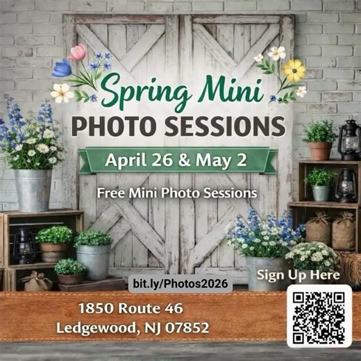 Complimentary Spring mini photo sessions with professional photographer