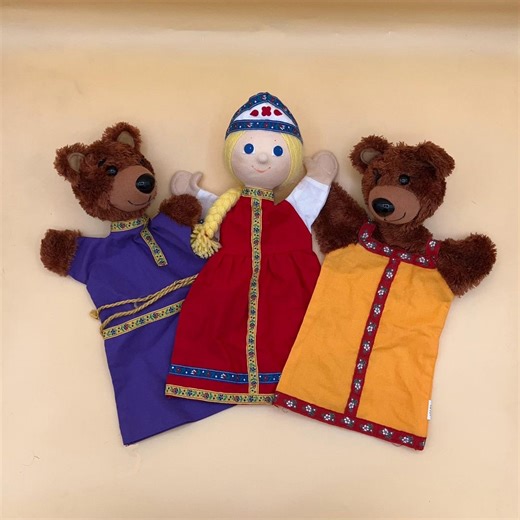 Russian Folk Stuffed Plush Hand Puppet Characters Masha Girl Bears Set of 3 MORAVSKA USTREDNA BRNO - Etsy