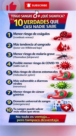 Tienes sangre O+? 10 verdades que impactan #salud #curiosidades