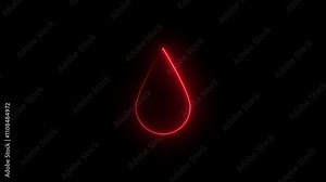Red blood drop loop motion graphics video Water drop neon blood drop animated. Stock Video