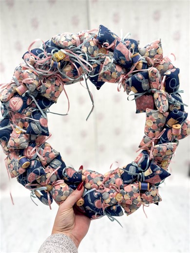 Handmade Sewing Notions Fabric Wreath, Quilted Cottagecore Decor (14.5") - Etsy