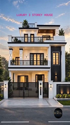 Modern 3 Storey Luxury House Design | Stunning Front Elevation #modernhouse #youtubeshorts #home