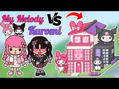 Kuromi vs My Melody Tatami Townhouse 💜💗 | Toca Life World House Build