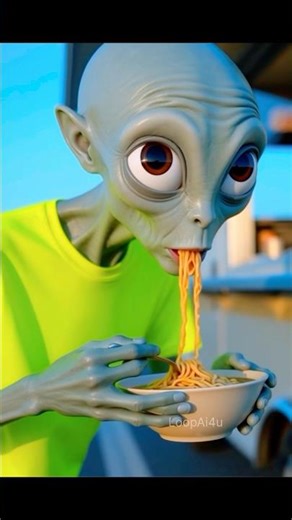 Alien Eats Noodles for the First Time… Then DESTROYS the Truck! 😱👽🔥 #shorts