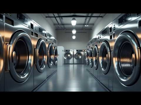 Industrial Washing Machine Full Cycle in Shared Laundry Room