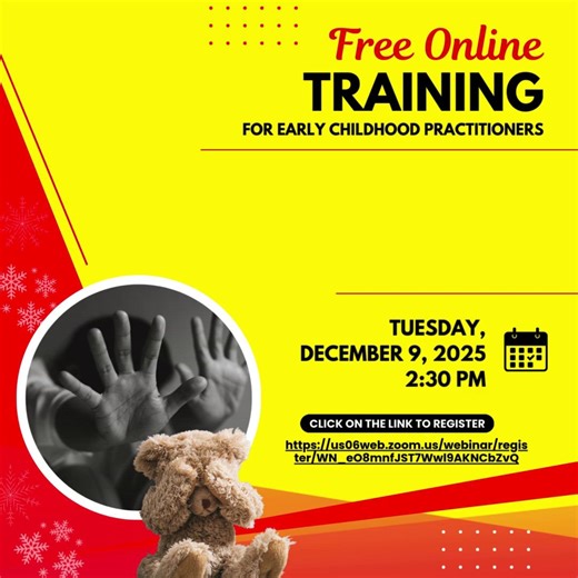 ✨ FREE Online Training for Early Childhood Practitioners! ✨  Topic: Child Abuse & Reporting under the Child Care & Protection Act ️ Tuesday, Dec 9, 2025 | 2:30 PM  Register: https://us06web.zoom.us/.../reg.../WN_eO8mnfJST7Wwl9AKNCbZvQ #12StandardsMatter #ChildProtectionLaw #ChildhoodMatters | The Early Childhood Commission | Facebook