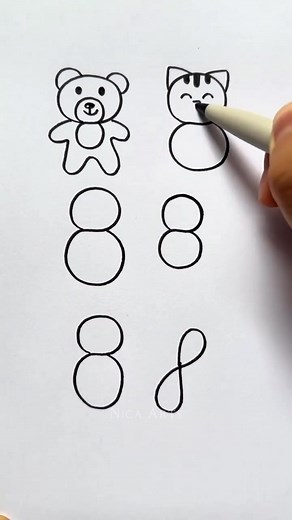 51K views · 416 reactions | How to draw cute animals from the number 8 #artwork #drawingideas #fbreelsvideo #fbreels | Monica Aguilar | Facebook
