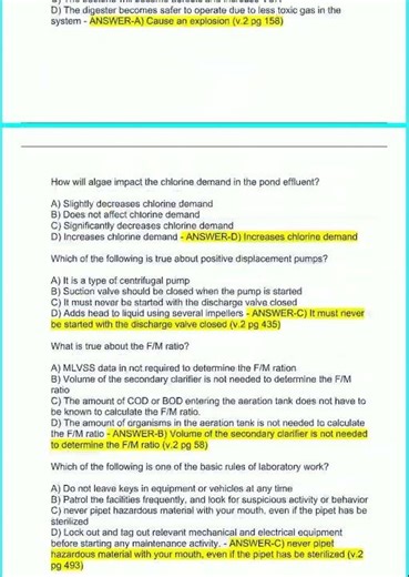 Wastewater Treatment Operator Certification Test 1 with questions and correct answers941 video