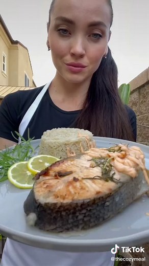 Cooking Salmon Steaks on a Salt Block