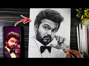 Vijay Thalapathy Drawing, How To Draw Actor Thalapathy Vijay With Pencil Sketch, Portrait Drawing