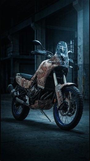 Michał Galiński on Instagram: "the world’s first Yamaha Tenere covered with carpet. An amazing project that took a lot of time. #tenere700 #project #stickers #carpet #motorcycle"